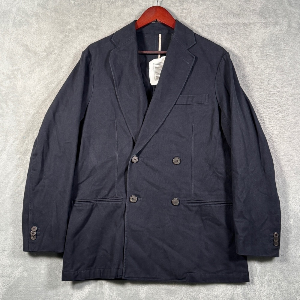 Emporio Armani Blazer Mens 48 Navy Double Breasted Twill Bull Fabric Jacket $595